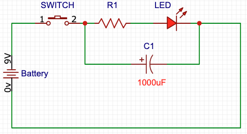 LED kondensaattorilla